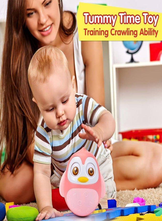 KRIMION Roly Poly Roly Poly Baby Toys 6 to 12 Months Developmental, Tummy Time Wobbler Toy for Baby, Penguin Tumbler Wobbler Toys for Infant Boy Girl Gifts(Pink)(Style 2) - Image 5